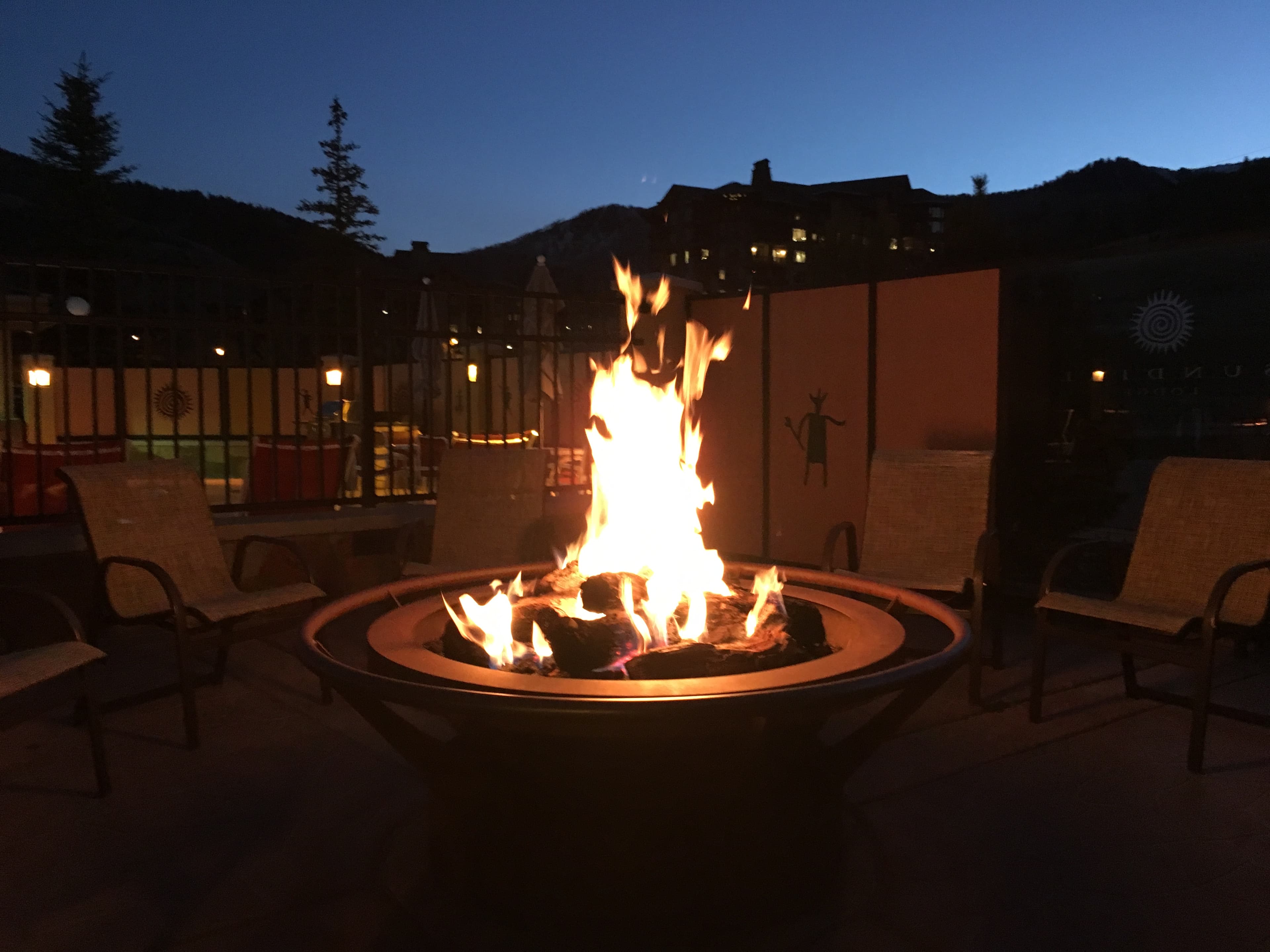 One of two relaxing natural gas fires on property