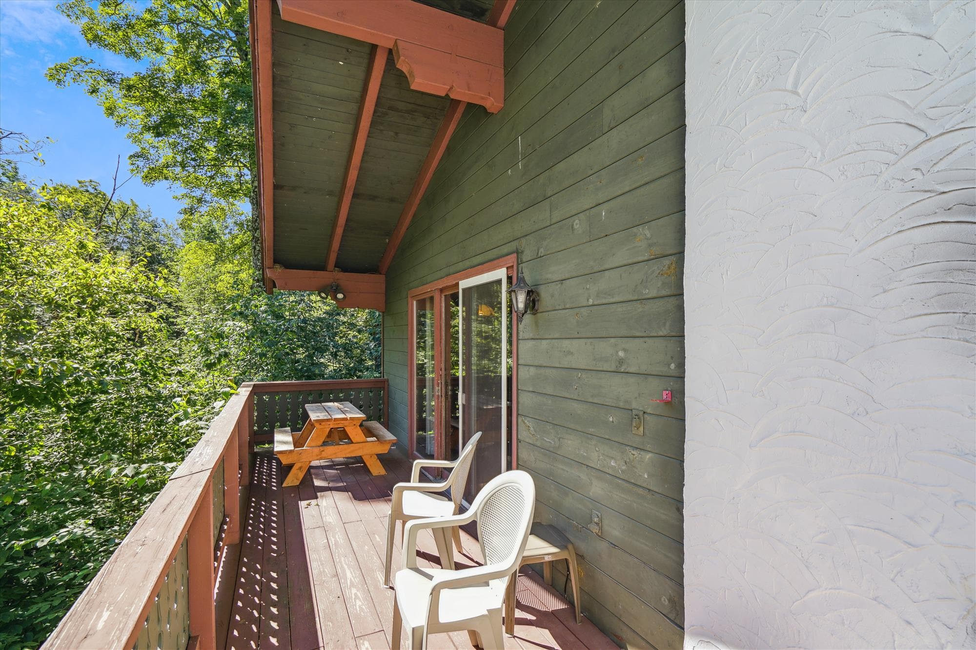 Exit to private deck from the living room.