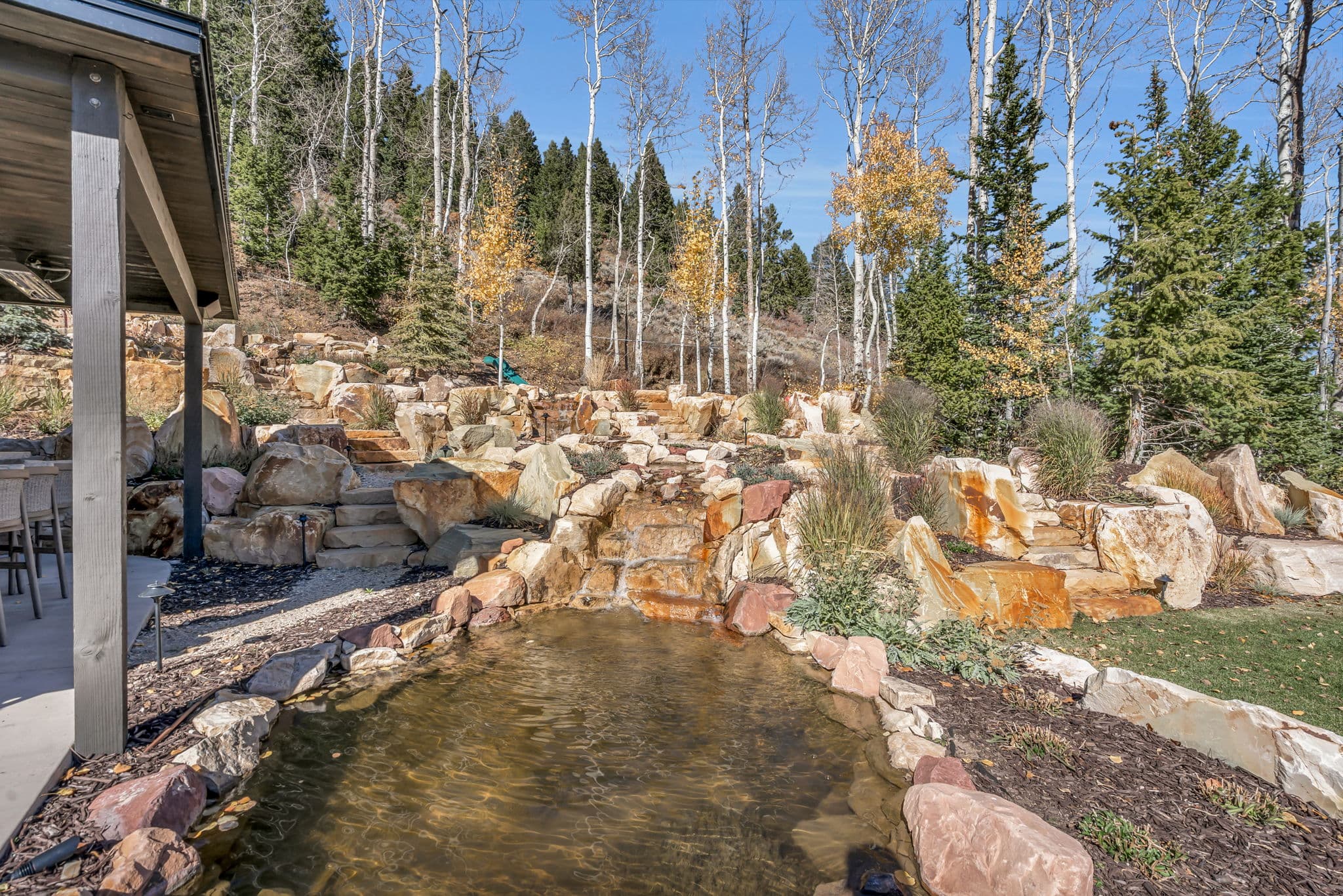 View of a Little Waterfall and Pond