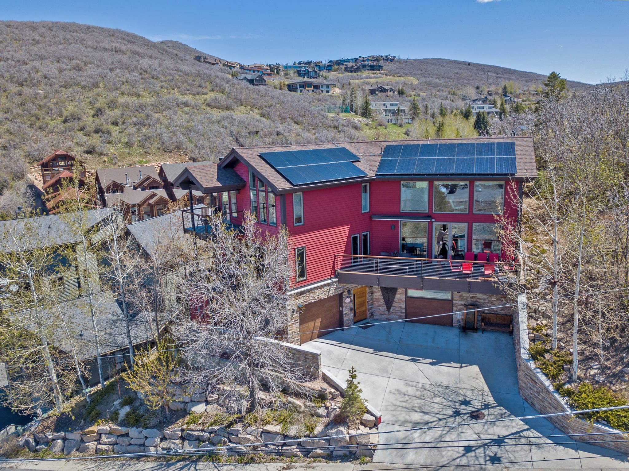 Exterior View of the Main Street Retreat with Solar Panels