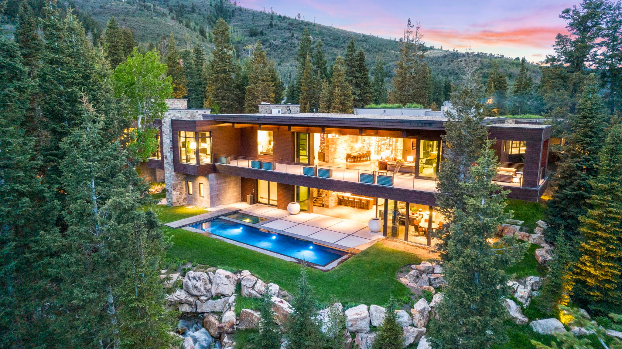 A White Pine Canyon Ranch luxury Park City vacation rental with modern design and nature views.