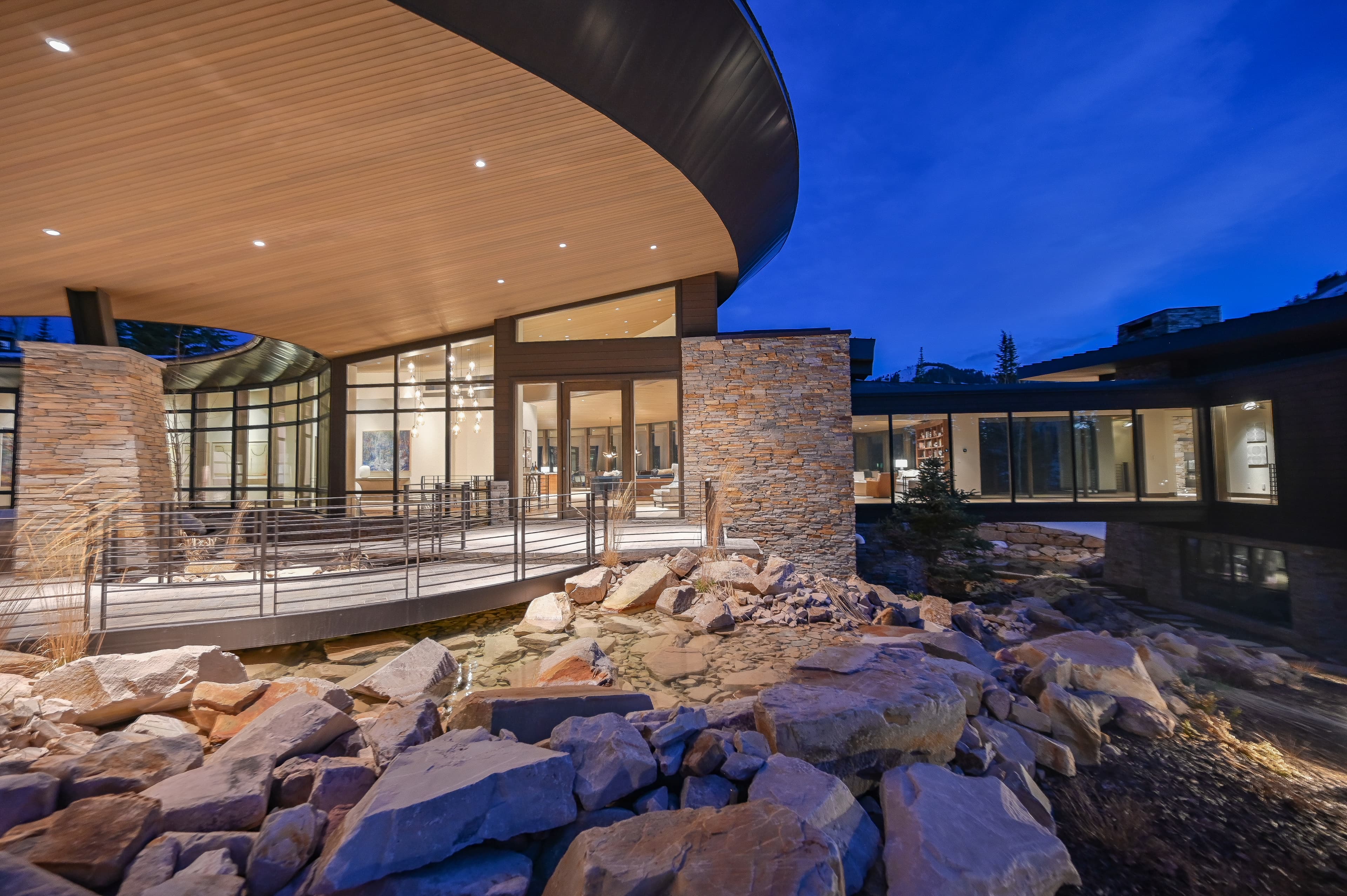 A rear exterior view of our Alpine Opus at the Colony.