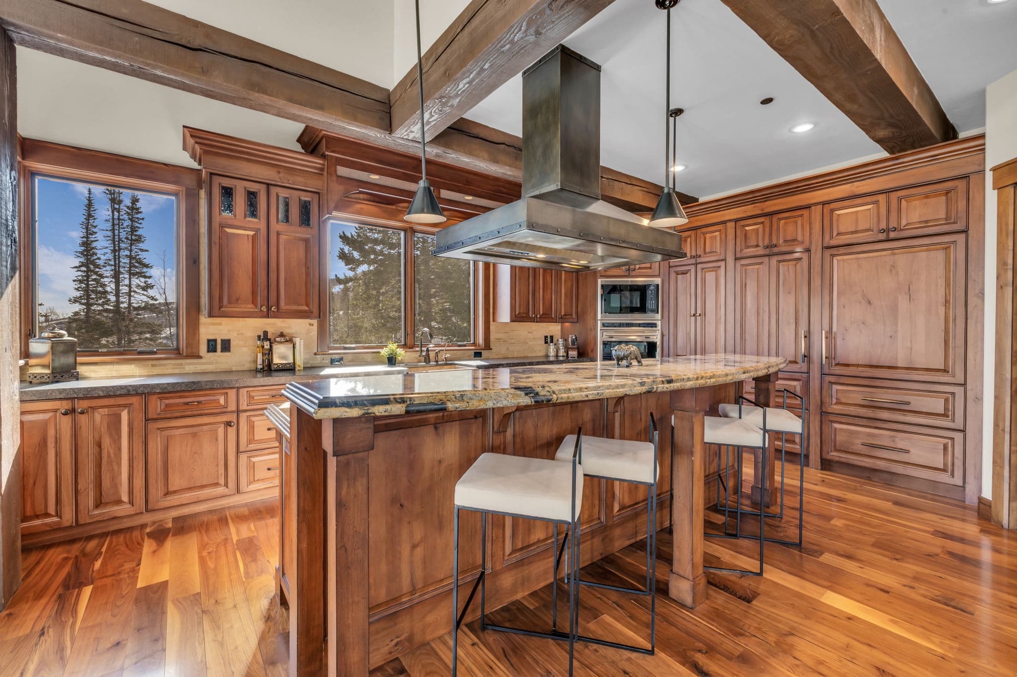 view of kitchen and island with seating